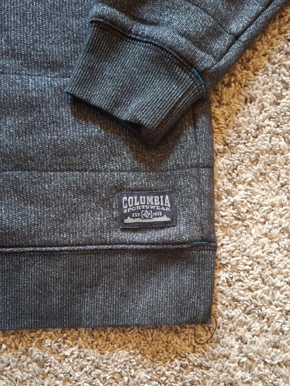 Columbia Men's Dark Gray Crewneck Sweater with Subtle Stripe - Picture 4 of 7